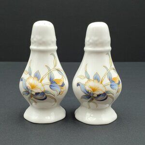Aynsley Just Orchids Salt & Pepper Shakers English Bone China Floral Shakers